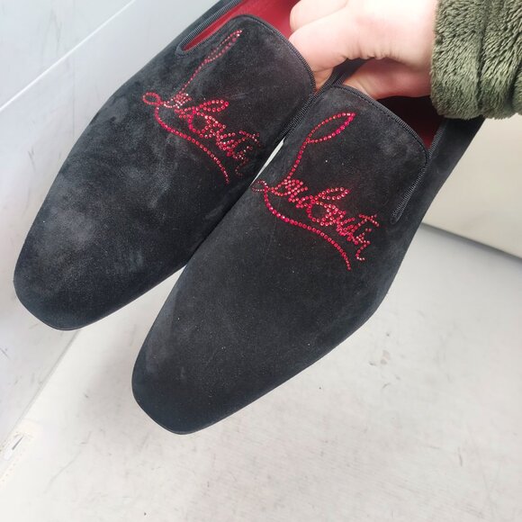 CHRISTIAN LOUBOUTIN Black Dandelion Strass Suede Logo Loafer main image 5